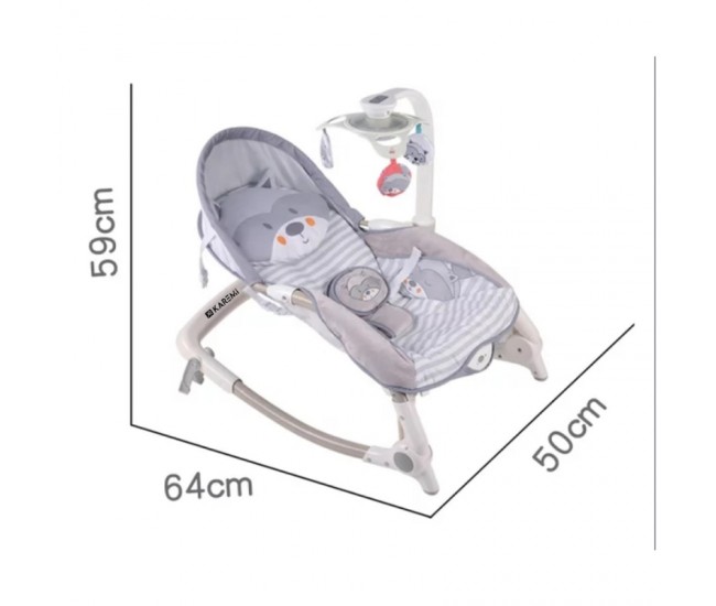 Balansoar copii cu vibratii KAREMI cu sunete si camp magnetic pentru leganat, gri deschis