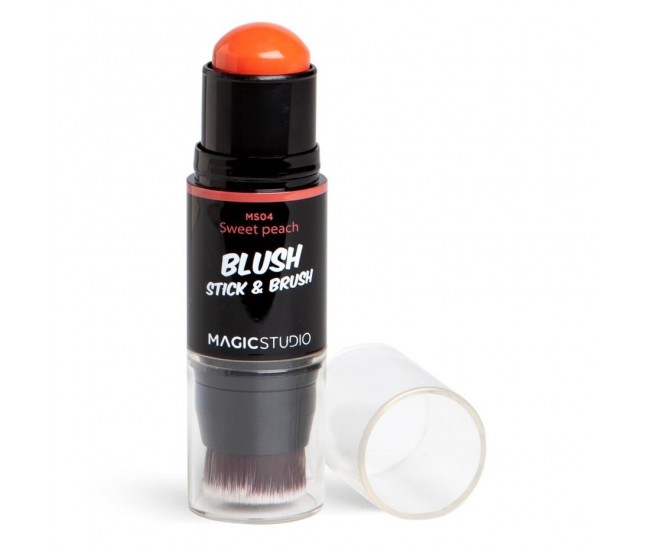 Blush cu pensula Magic Studio Shaky Blush Stick & Brush, sweet peach