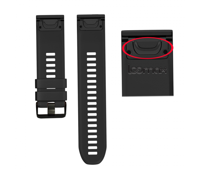 Bratara smartwatch Loomax, compatibila ceas Garmin, 26 mm, din silicon, negru
