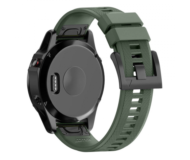 Bratara smartwatch Loomax, compatibila ceas Garmin, 26 mm, din silicon, verde inchis