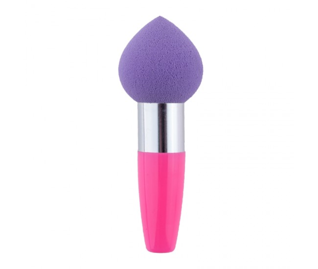 Burete makeup cu maner, pentru fondul de ten - purple + pink