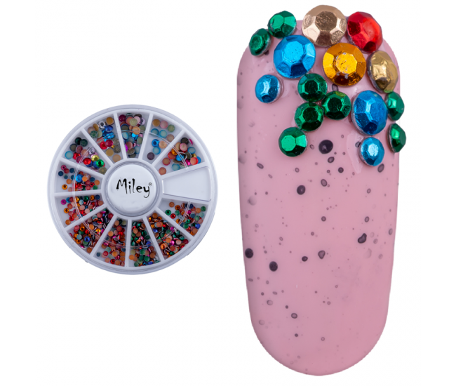 Carusel decoratiuni unghii, mix de pietricele multicolore