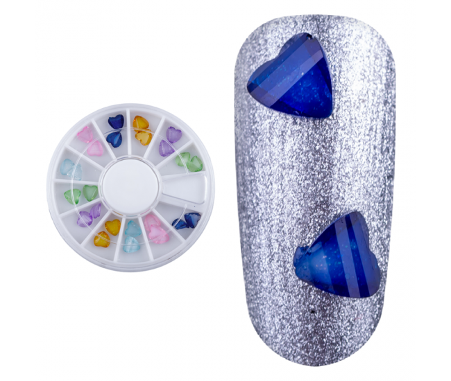 Carusel decoratiuni unghii, model inima, multicolore