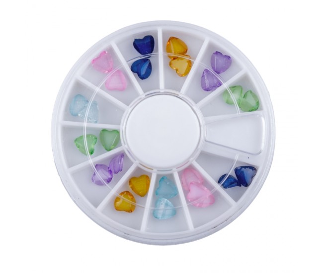 Carusel decoratiuni unghii, model inima, multicolore