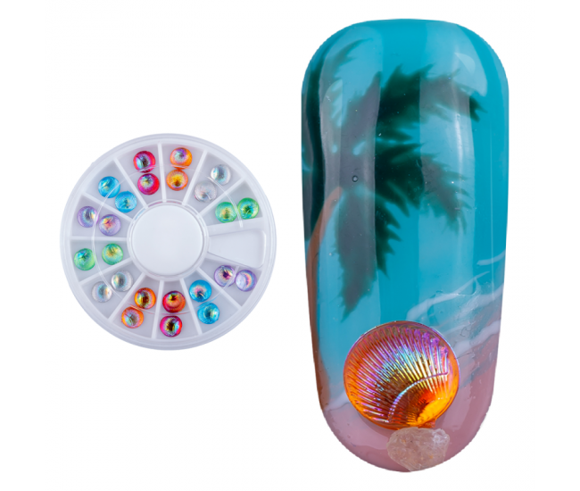 Carusel decoratiuni unghii, model stoica, multicolore