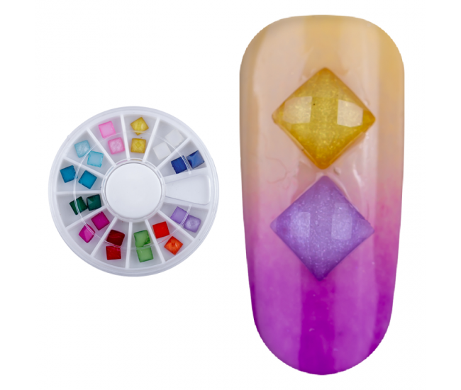 Carusel decoratiuni unghii, patrate, multicolore