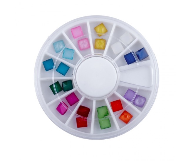 Carusel decoratiuni unghii, patrate, multicolore