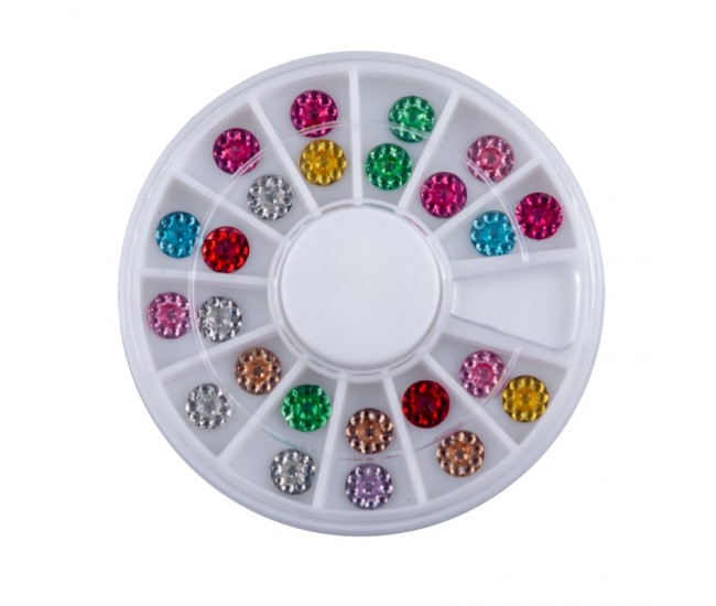 Carusel decoratiuni unghii, strasuri rotunde, multicolore