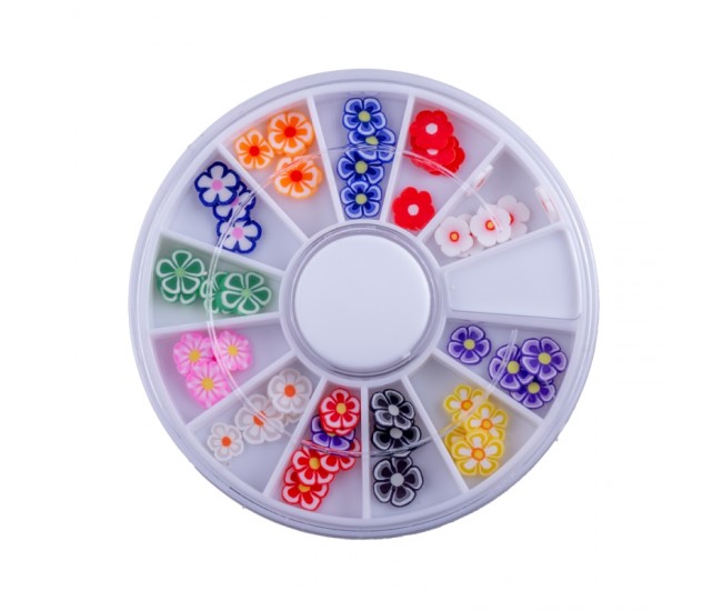 Carusel fimo Lila Rossa, decoratiuni flori pentru unghii