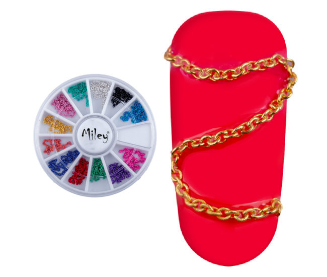 Carusel, lantisor metalic pentru unghii, multicolor
