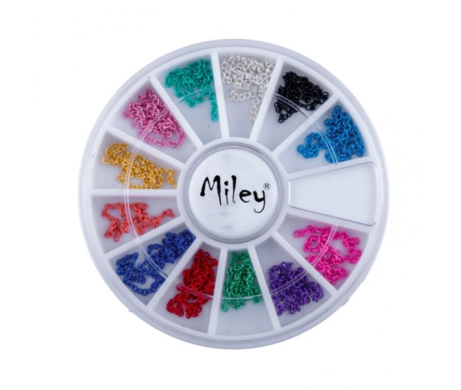 Carusel, lantisor metalic pentru unghii, multicolor