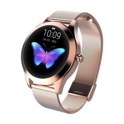 Smartwatch dama loomax KW10, bratara metalica, rezistent la apa ip68, vibratii, multi sport, gold