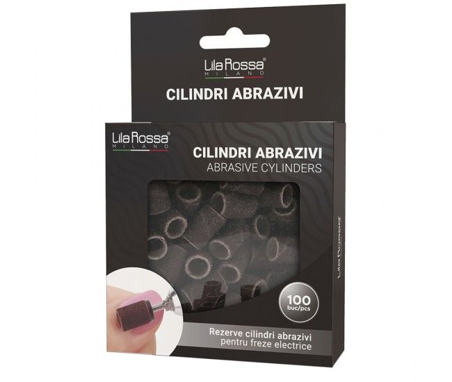 Set cilindri abrazivi Lila Rossa, inele smirghel cu granulatie 150, 100 buc Set cilindri abrazivi Lila Rossa, inele smirghel cu granulatie 150, 100 buc