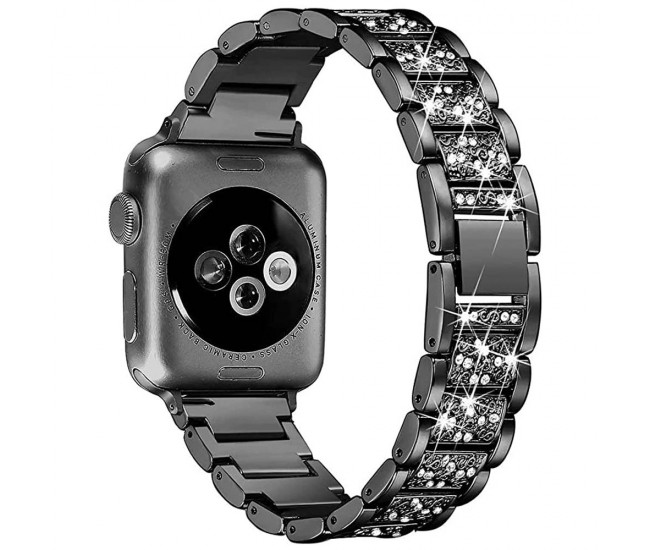 Curea metalica pentru Apple Watch Loomax, bratara compatibila cu Apple Watch 6/5/4/3/2/1, 38 / 40 mm negra, 33-3321