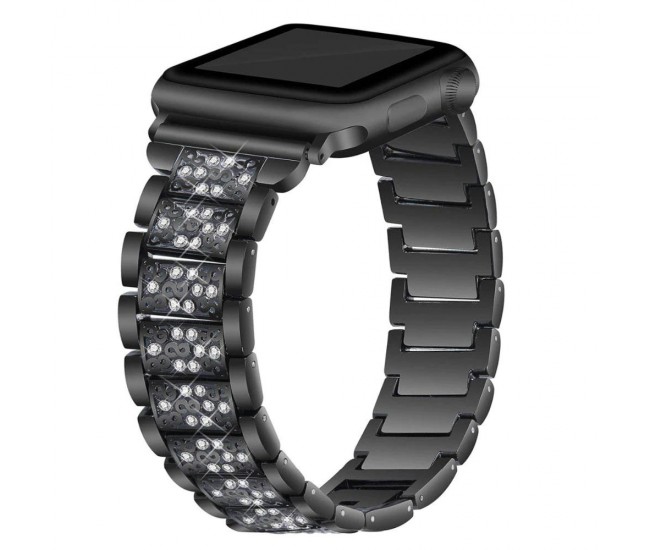 Curea metalica pentru Apple Watch Loomax, bratara compatibila cu Apple Watch 6/5/4/3/2/1, 38 / 40 mm negra, 33-3321