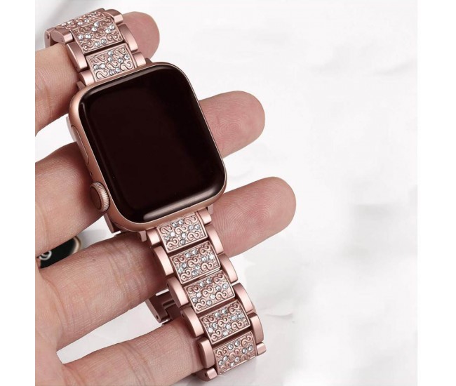 Curea metalica pentru Apple Watch Loomax, bratara compatibila cu Apple Watch 6/5/4/3/2/1, 42 / 44 mm rose gold, 33-3326