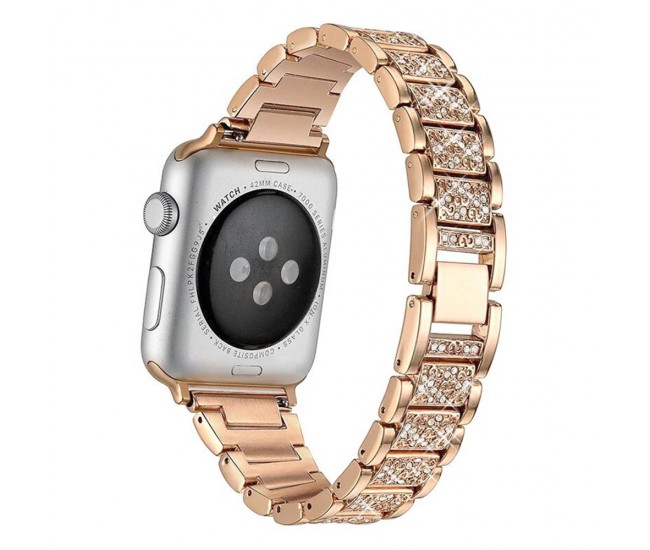 Curea metalica pentru Apple Watch Loomax, bratara compatibila cu Apple Watch 6/5/4/3/2/1, 42 / 44 mm golden brown, 33-3328