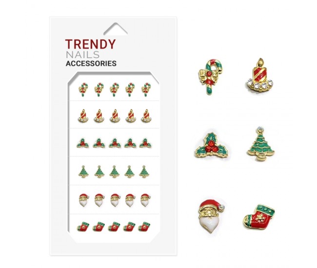 Decor metalic pentru unghii pentru Craciun, set 30 de bucati, nr. 1