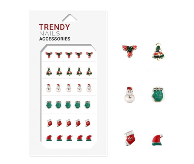 Decor metalic pentru unghii pentru Craciun, set 30 de bucati, nr. 7