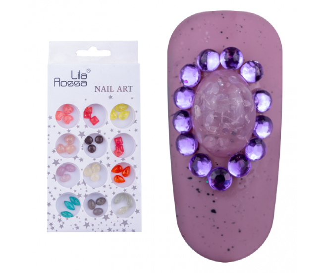 Decoratiuni pentru unghii, Lila Rossa, mix de pietre multicolore