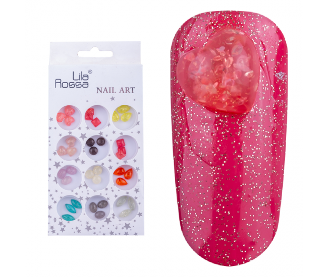 Decoratiuni pentru unghii, Lila Rossa, mix de pietre multicolore