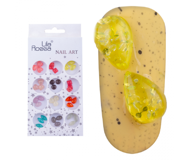 Decoratiuni pentru unghii, Lila Rossa, mix de pietre multicolore