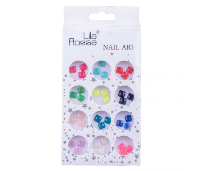 Decoratiuni pentru unghii, Lila Rossa, pietre patrate multicolore