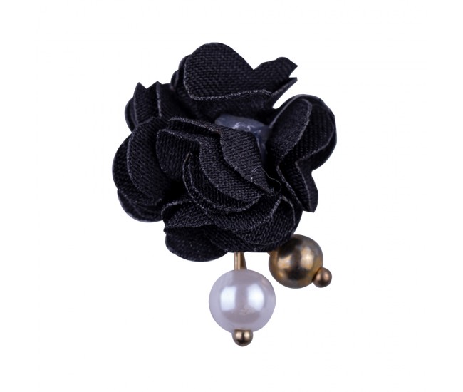Decor unghii 3D textil cu magnet, floare, negru, Lila Rossa