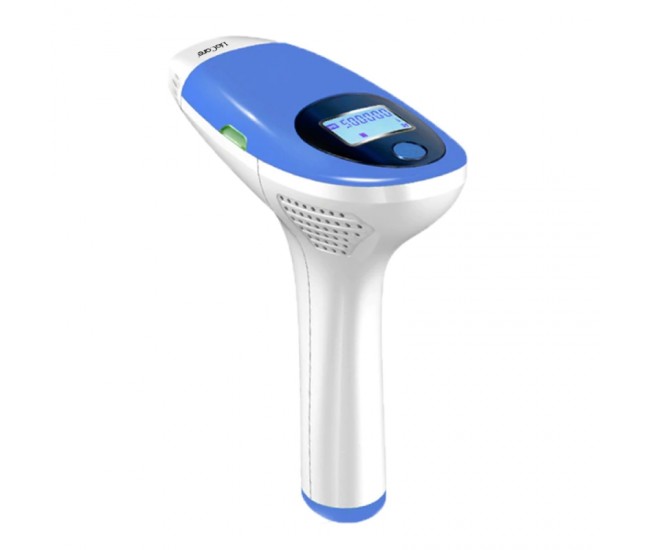 Epilator IPL cu maner, Lila Care, 500.000 pulsatii, display LCD, 5 trepte de intensitate, Albastru