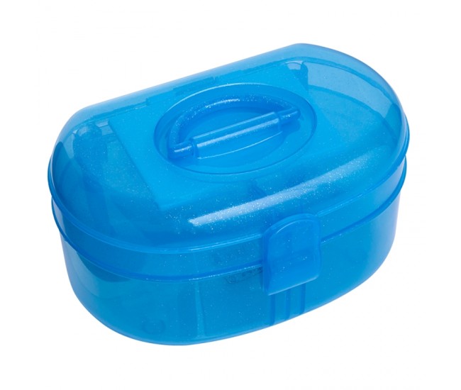 Geanta din plastic pentru cosmetice, Lila Rossa, cu oglinda, albastra
