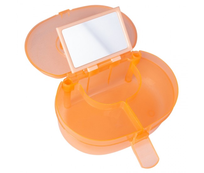 Geanta din plastic pentru cosmetice, Lila Rossa, cu oglinda, portocalie