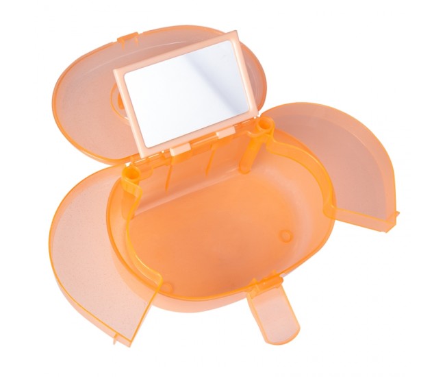 Geanta din plastic pentru cosmetice, Lila Rossa, cu oglinda, portocalie