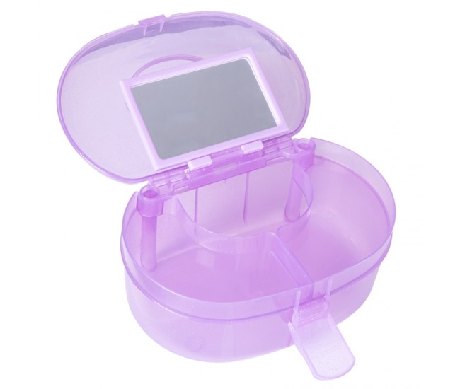 Geanta din plastic pentru cosmetice, Lila Rossa, cu oglinda, violet