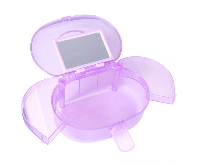 Geanta din plastic pentru cosmetice, Lila Rossa, cu oglinda, violet