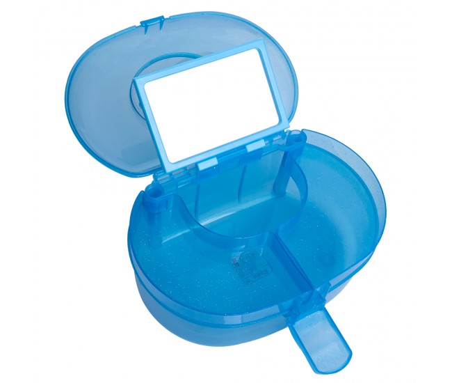 Geanta din plastic pentru cosmetice, Lila Rossa, cu oglinda, albastra