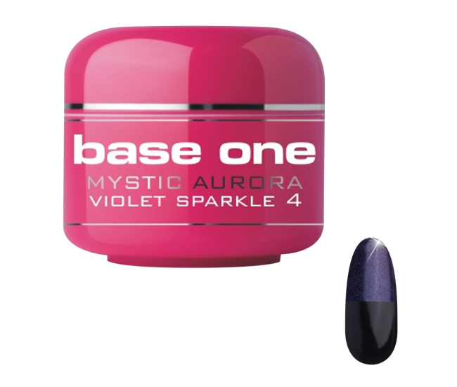 Gel UV color Base One, Mystic Aurora, violet sparkle 04, 5 g