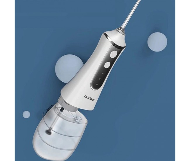 Irigator bucal profesional, dus bucal, Lila Care, Ultra-Portabil, 5 Capete Curatare, rezervor 350 ml, alb
