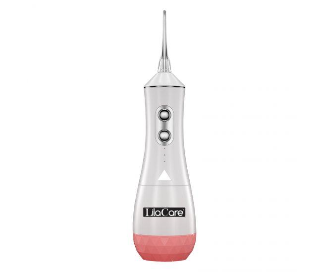 Irigator oral Lila Care, portabil, USB, jet de apa dentar, rezervor de apa impermeabil, 320 ml, rezistent la apa, 4 capete inlocuibile, Alb, 505