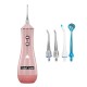Irigator oral Lila Care, portabil, USB, jet de apa dentar, rezervor de apa impermeabil, 320 ml, rezistent la apa, 4 capete inlocuibile, Roz