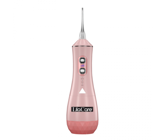 Irigator oral Lila Care, portabil, USB, jet de apa dentar, rezervor de apa impermeabil, 320 ml, rezistent la apa, 4 capete inlocuibile, Roz