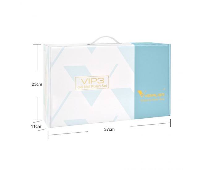 Kit oja semipermanenta VIP 3 Venalisa, 60 culori, Primer, Top Coat Mat, Top Coat, Base Coat, Tempered No-Wipe Top Coat, Catalog culori