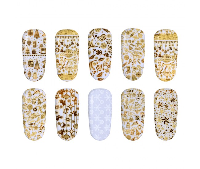 Set folii de transfer Lila Rossa, Gold Christmas Collection, 10 buc