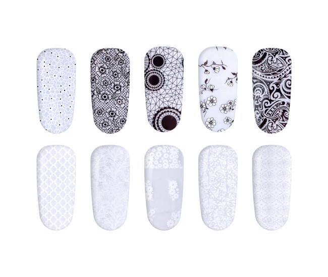 Set folii de transfer Lila Rossa, Lace Collection, 10 buc Set folii de transfer Lila Rossa, Lace Collection, 10 buc