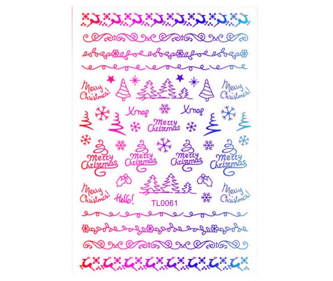 Sticker nail art Lila Rossa, pentru Craciun, Revelion si iarna, 14.5 x 9.1 cm, tl0061