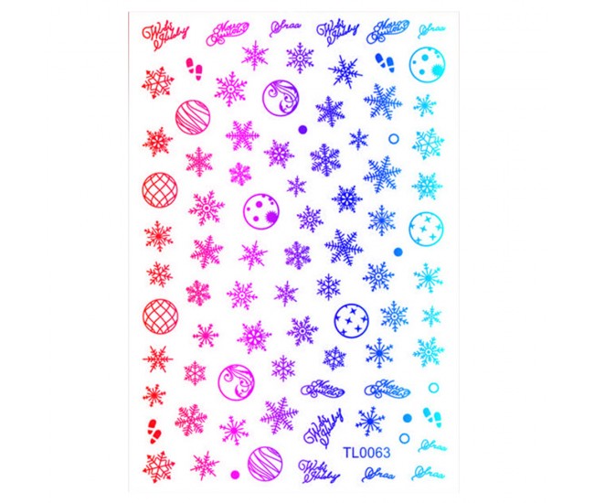 Sticker nail art Lila Rossa, pentru Craciun, Revelion si iarna, 14.5 x 9.1 cm, tl0063