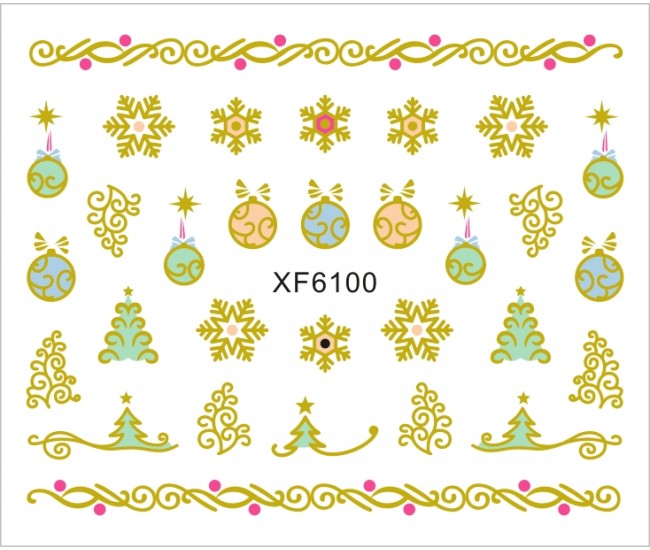 Sticker nail art Lila Rossa, pentru Craciun, Revelion si iarna, 7.2 x 10.5 cm, xf6100