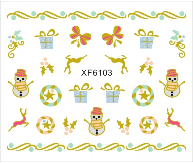 Sticker nail art Lila Rossa, pentru Craciun, Revelion si iarna, 7.2 x 10.5 cm, xf6103