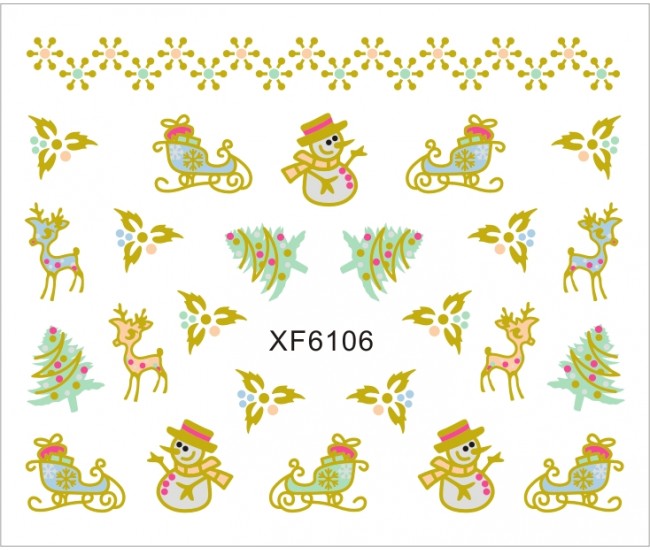 Sticker nail art Lila Rossa, pentru Craciun, Revelion si iarna, 7.2 x 10.5 cm, xf6106