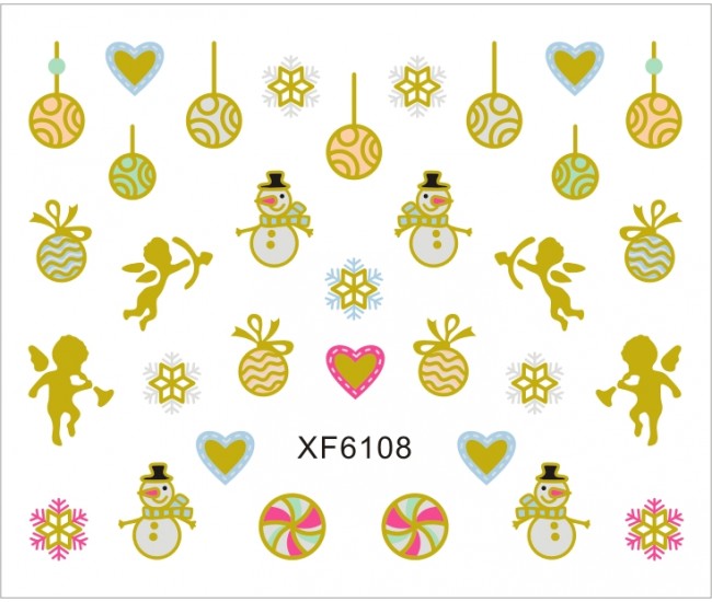 Sticker nail art Lila Rossa, pentru Craciun, Revelion si iarna, 7.2 x 10.5 cm, xf6108