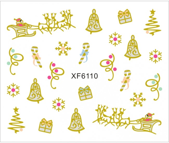 Sticker nail art Lila Rossa, pentru Craciun, Revelion si iarna, 7.2 x 10.5 cm, xf6110